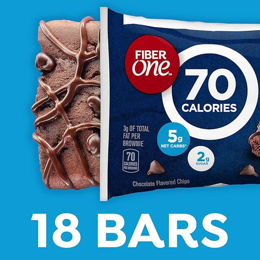 Fiber One 70 Calorie Brownies, Chocolate Fudge, Snack Bars, Mega Pack, 18 Bars, 16 oz - Product Image