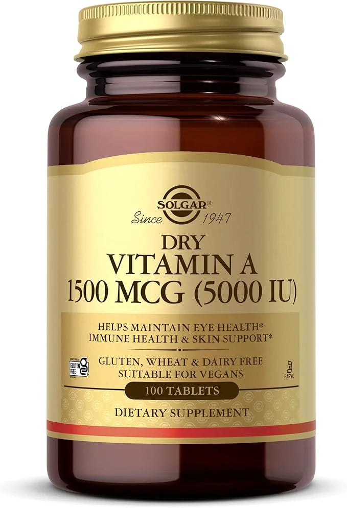 Solgar Dry Vitamin A 1500 mcg (5000 IU), 100 Tablets 100 Servings