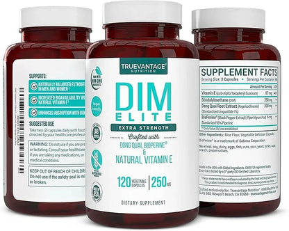 DIM Supplement 250mg (Diindolylmethane)-Plus Dong Quai, Natural Vitamin E & BioPerine - Supports Menopause Relief, PCOS Tr...