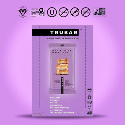 TRUBAR Vegan Protein Bar, Whole Lotta Macchiato, Gluten Free, Plant Based Protein, Dairy Free, Non GMO, Soy Free, No Sugar...