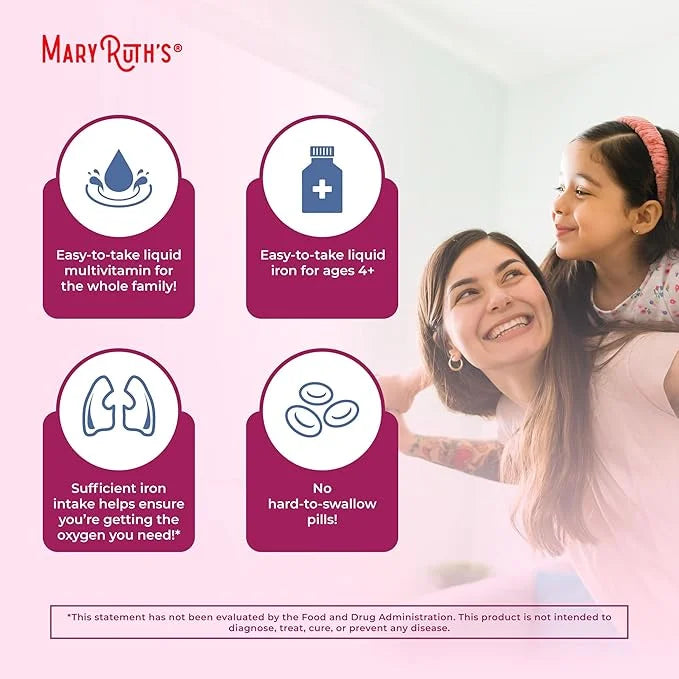 MaryRuth Organics Iron Supplement for Women Men & Kids, Liquid Iron Supplement for Women Men & Kids, Iron for Healthy Bloo...
