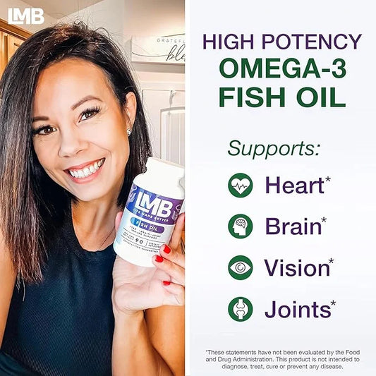 Wild Caught Omega 3 Fish Oil 3000mg 900mg + 1200mg Non-GMO (90 Soft