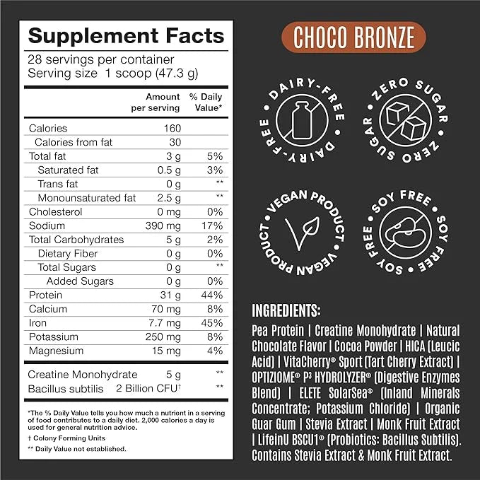 Birdman Falcon Performance Vegan Protein Powder, 31g Protein, 5g Creatine, 5g BCAA, Probiotics, Electrolytes, Pre Workout,...