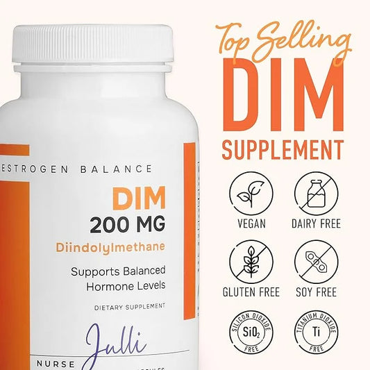 DIM Supplement 200mg | Estrogen Balance for Men and Women | Menopause, PCOS, Hormonal Acne Support & Antioxidant Support f...