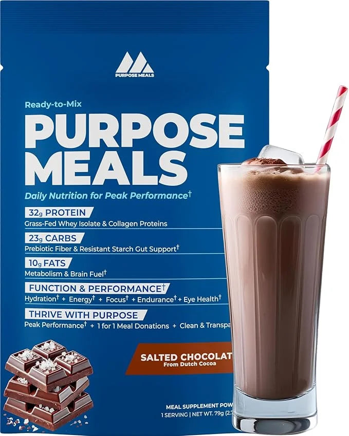 Meal Replacement Shake Powder, Grass Fed Whey Protein Isolate & Collagen, Prebiotics Gut Health, Electrolytes, Organic Mus...