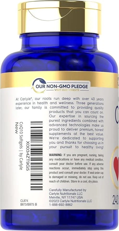 Carlyle CoQ10 100mg 240 Softgels Q-10 |