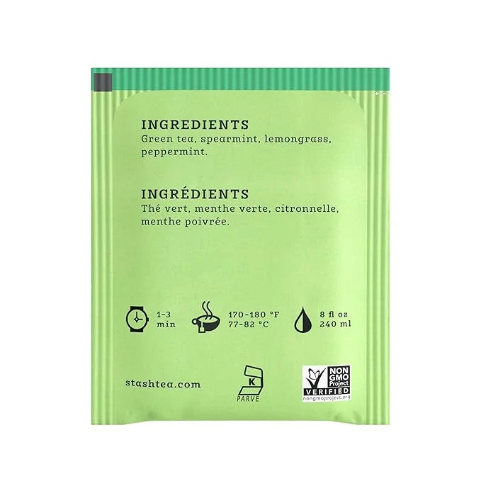 Stash Tea Moroccan Mint Green Tea - Caffeinated, Non-GMO Project Verified Premium Tea with No Artificial Ingredients, 30 C...