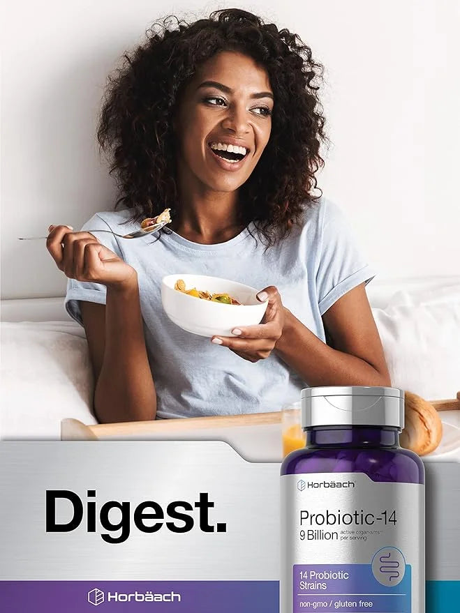 Horbäach Probiotics for Women & Men 9 Billion 90 Capsules 14 Strains