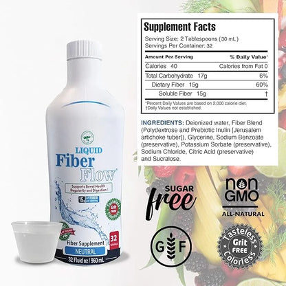 Liquid Fiber Flow Sugar-Free Prebiotic Inulin 25 Packets