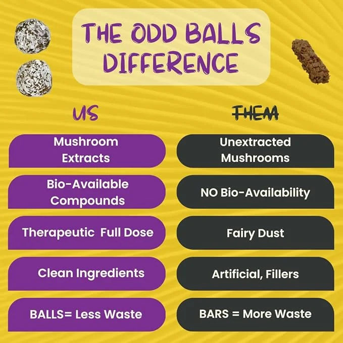 ODD BALLS Organic Energy Balls Lemon - Superfood Mushroom Snack - Running, Cycling, Hiking - Gels, Bars Alternative - Lion...