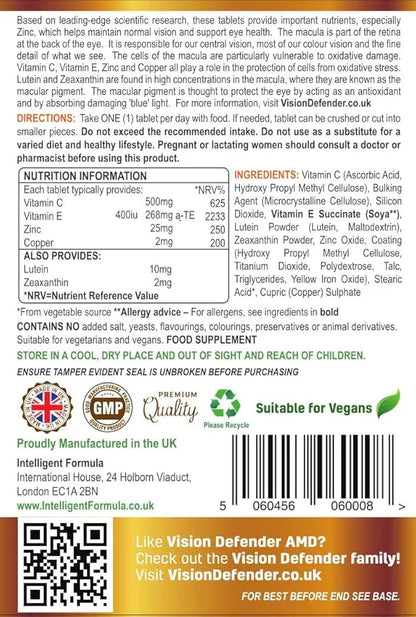 AREDS2 VISION DEFENDER AMD Supplement: Lutein, 2 Eye 3 Months (90 tablets)