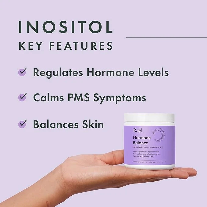 Rael Hormone Balance for Women, Inositol Powder Supplement - Ovarian Function Support, Vitamin B8, 40:1 Proven Ratio, Foli...