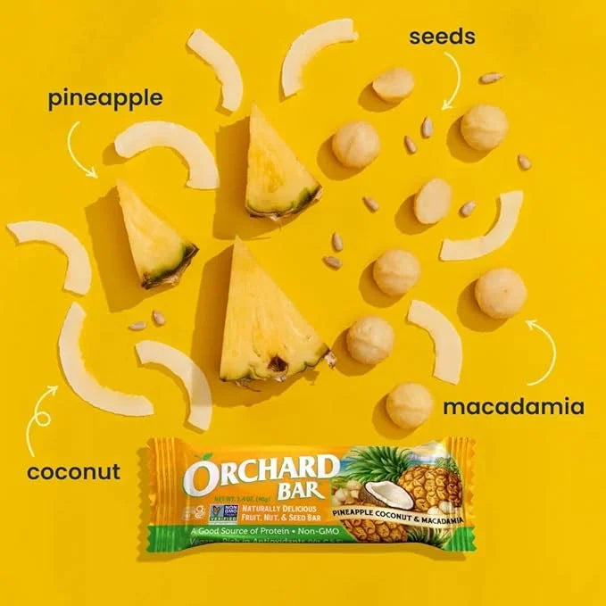 Orchard Bars Non-GMO Fruit & Nut Bars, Pineapple Coconut Macadamia, 1.4 Oz, Pack of 12 - Product Image