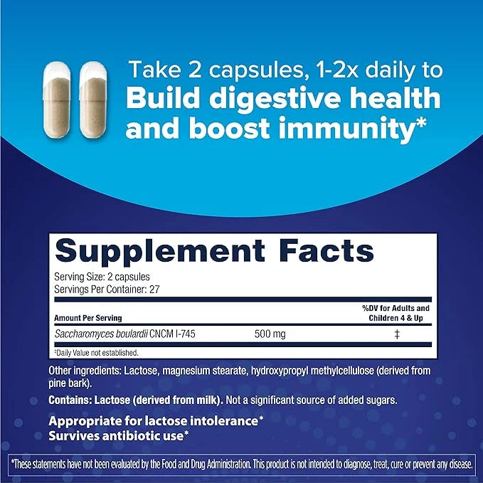 Florastor Probiotics for Digestive & Immune 54 Capsules,