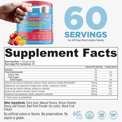 Keto Vitals Keto Electrolytes Powder | Keto-Friendly Electrolytes with Potassium, Magnesium, Sodium, Calcium | Keto Electr...
