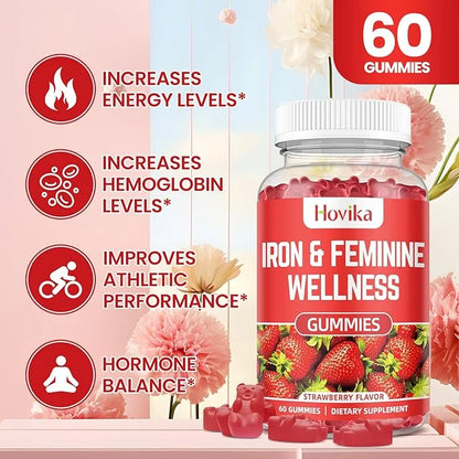 Iron for Women Gummies, 40mg Iron Supplement Anemia with multivitamin for Women, Zinc, Selenium, Iodine - for Iron Deficie...