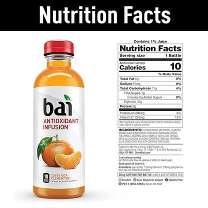 Bai Flavored Water, Safari Variety Pack, Antioxidant Infused Drinks, 3 Each of Brasilia Blueberry, Costa Rica Clementine, ...