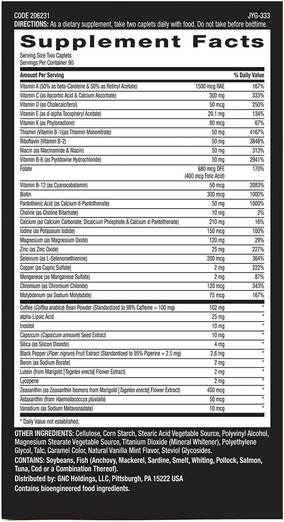 GNC Mega Men Energy & Metabolism Multivitamin 180 Count