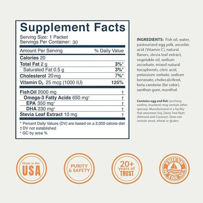 Coromega Kids Omega 3 Fish Oil 650mg of Omega-3s, Tropical 30 Single