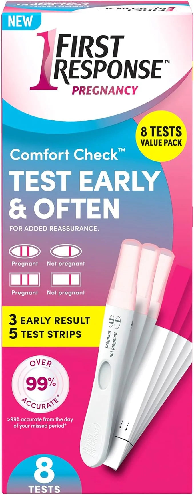 FIRST RESPONSE Comfort Check Pregnancy Test, 8 Count,