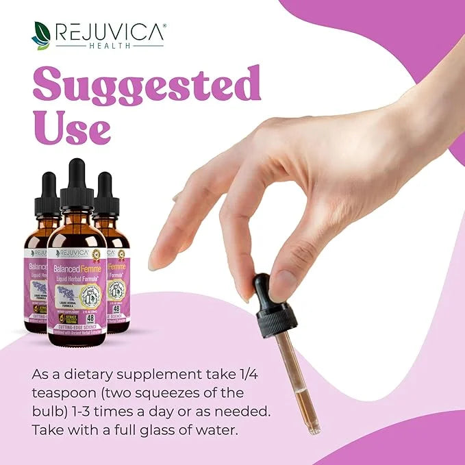 Balanced Femme Natural PMS and Menopause Support for Hot Flashes with Black Cohosh - All-Herbal Liquid Blend - Product Image
