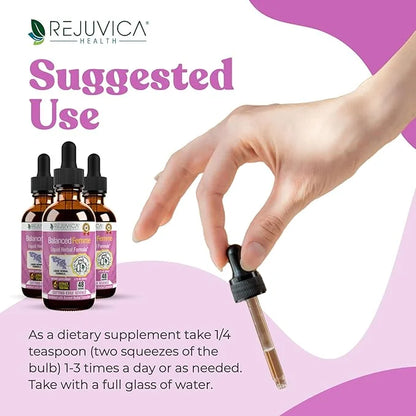 Balanced Femme Natural PMS and Menopause Support for Hot Flashes with Black Cohosh - All-Herbal Liquid Blend - Product Image