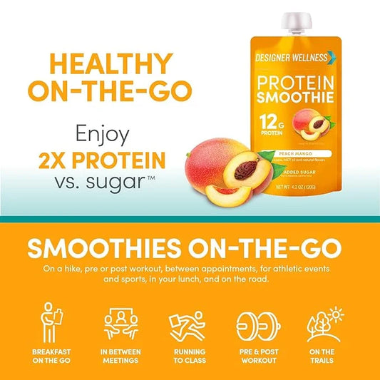 Designer Wellness Protein Smoothie, Real Fruit, 12g Protein, Low Carb, Zero Added Sugar, Gluten-Free, Non-GMO, No Artifici...