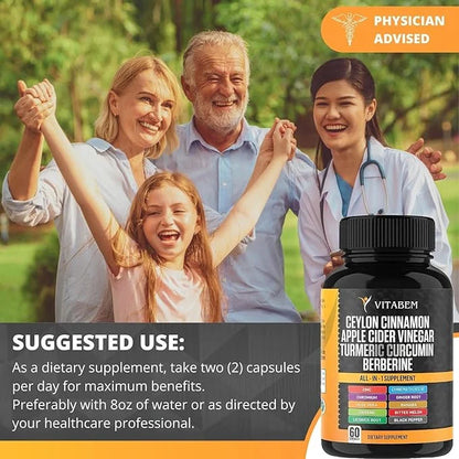Ceylon Cinnamon Capsules 3000mg Turmeric 3000mg 3000mg Ginseng 2000mg Aloe 2000mg Berberine 1200mg + 60 Count 2)