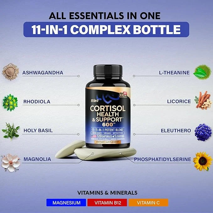 Cortisol Supplement for Women - Natural Based Hormone Balance - Ashwagandha | Rhodiola | Holy Basil | L-Theanine - Mood, F...