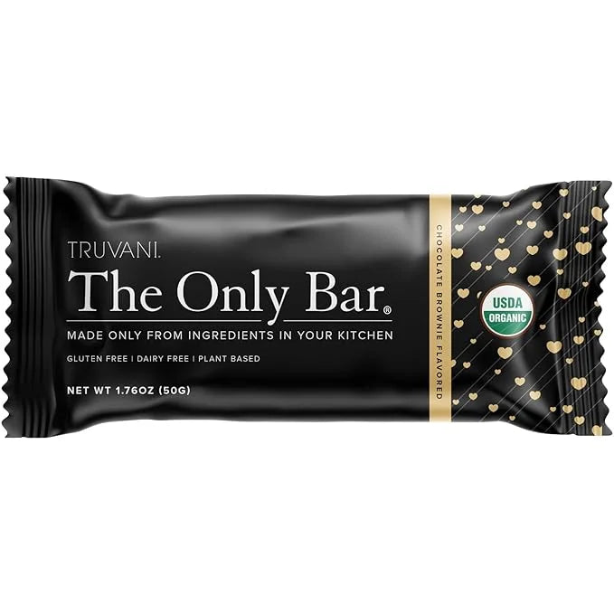 Truvani Plant Based Snack Bars | Chocolate Brownie 1 Pack | 7g Protein | USDA Organic and Vegan | The Only Bar | Dairy, So...