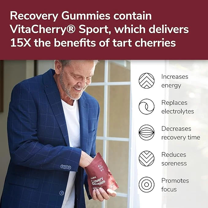 Recovery Gummies - Tart Cherry Gummies for Muscle Recovery - Hibiscus Cherry Flavor with Antioxidants & Electrolytes Comba...
