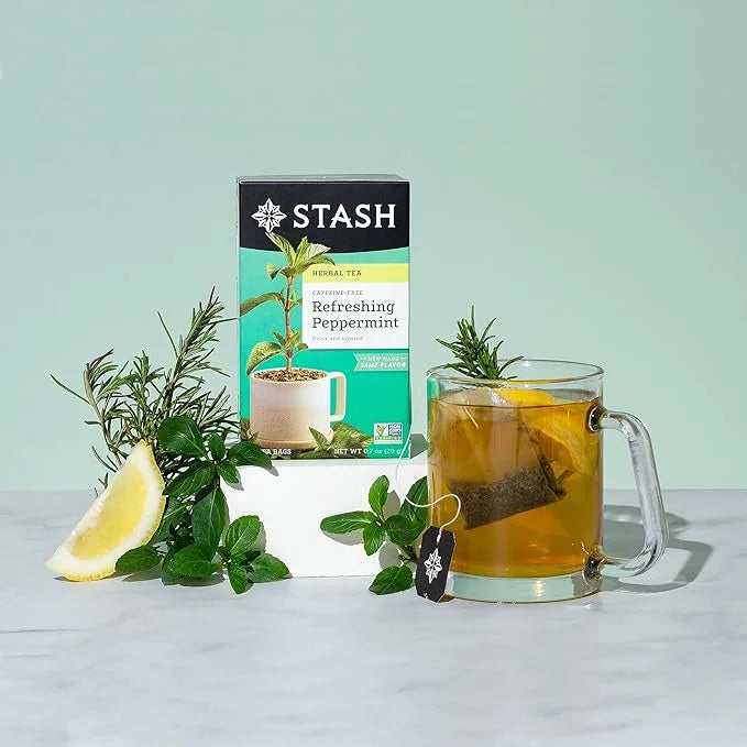 Stash Tea Peppermint Herbal Tea - Naturally Caffeine Free, Non-GMO Project Verified Premium Tea with No Artificial Ingredi...