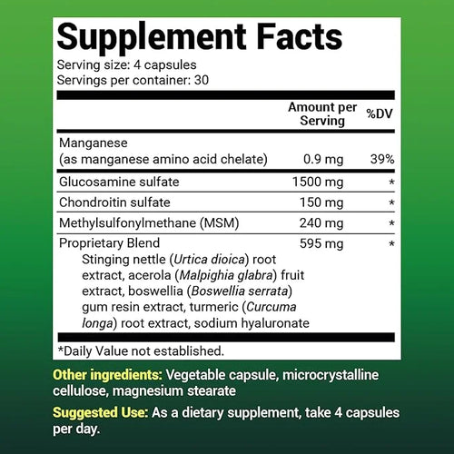 Dr. Berg Glucosamine Chondroitin MSM Turmeric 1500mg Capsules 120 Capsules