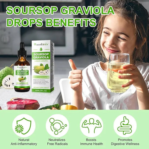 (2 Pack) Soursop Graviola Liquid Drop, Nature Soursop Extract Liquid for Cell Support & Regeneration, Immunity, Liver & An...