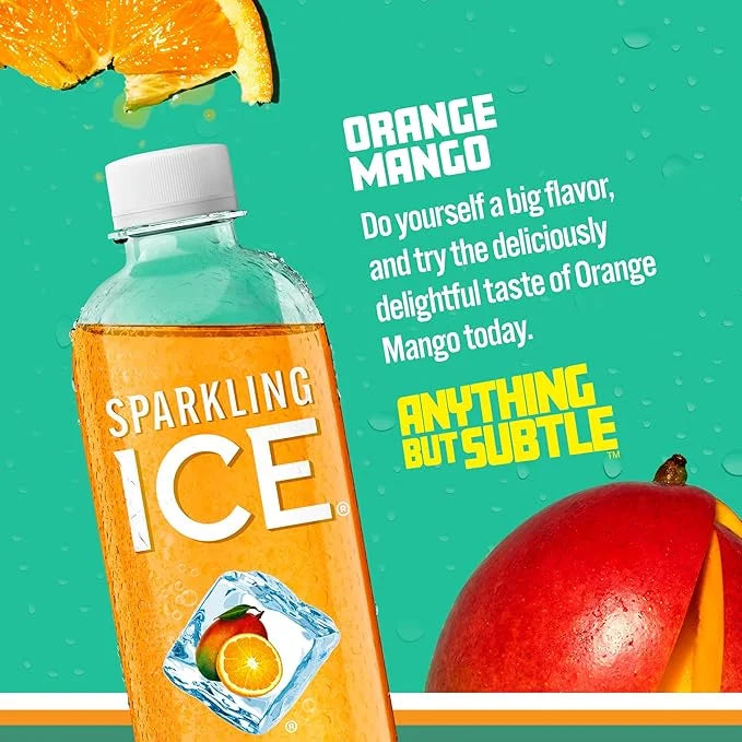 Sparkling Ice, Orange Mango Sparkling Water, Zero Sugar Flavored Water, with Vitamins and Antioxidants, Low Calorie Bevera...