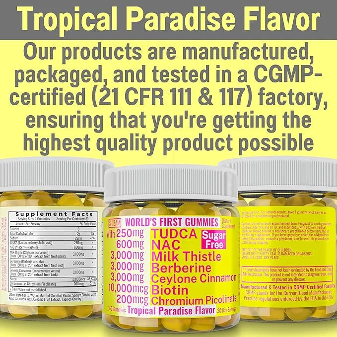 Sugarless Gummies with Chromium Picolinate TUDCA 600-mg