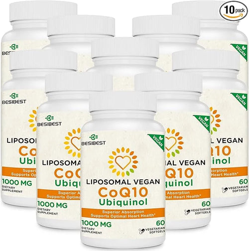 1000mg Liposomal CoQ10 Ubiquinol, 600 Vegan CoQ10 Supplement, Q10 for