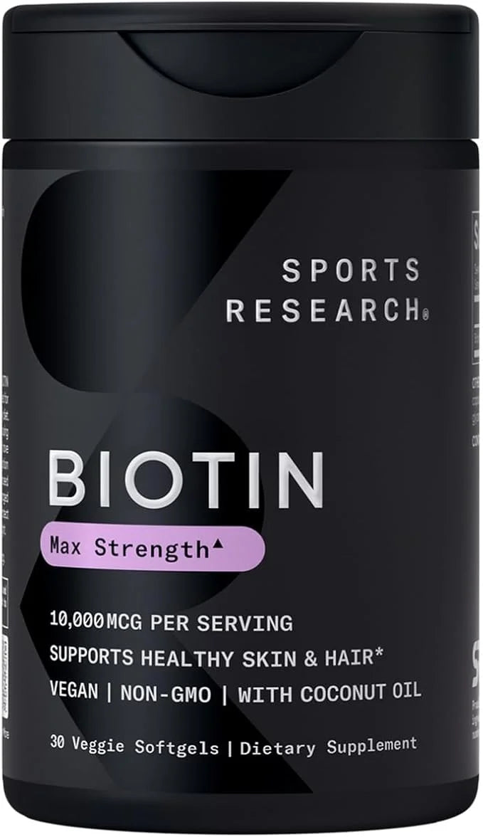 Sports Research Vegan Biotin 10,000mcg B7 for 30 Softgels