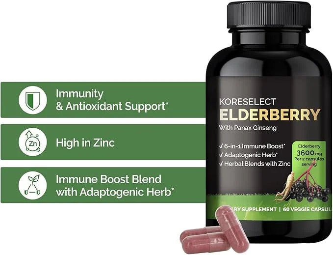 Elderberry Capsules with Panax Ginseng 6-in1 Herbal 60 Capsules