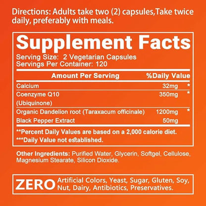 CoQ10 and Black Pepper Extract 400mg 120 Softgels, Q10(Ubiquinone) Supplement 3 Times