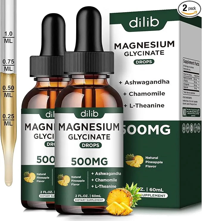 (2 Pack) Magnesium Glycinate Supplement, Magnesium 500mg Ashwagandha,