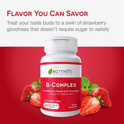 EZ Melts Dissolvable Vitamin B-Complex Tablet B12 & 2-Month Supply