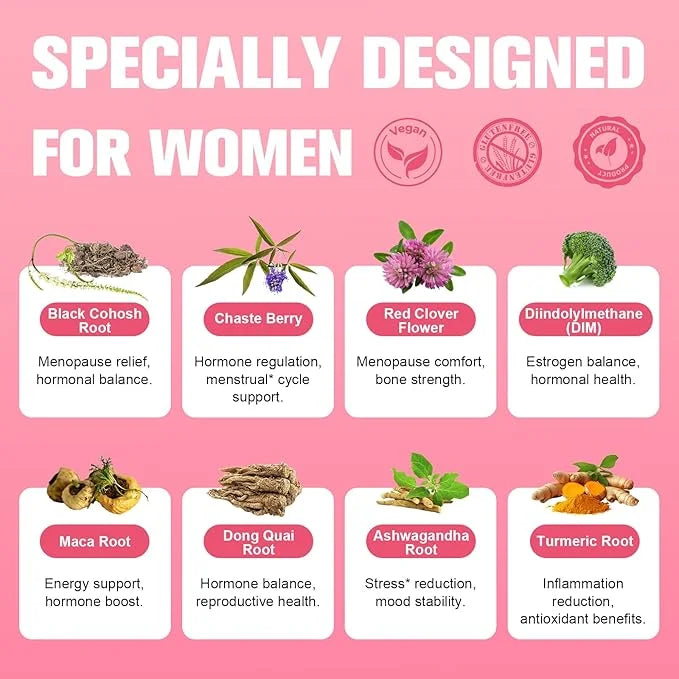 40-in-1 Menopause Supplements for Women, Multibenefit & Complete Black Cohosh for Hot Flashes, Night Sweats & Hormone Bala...