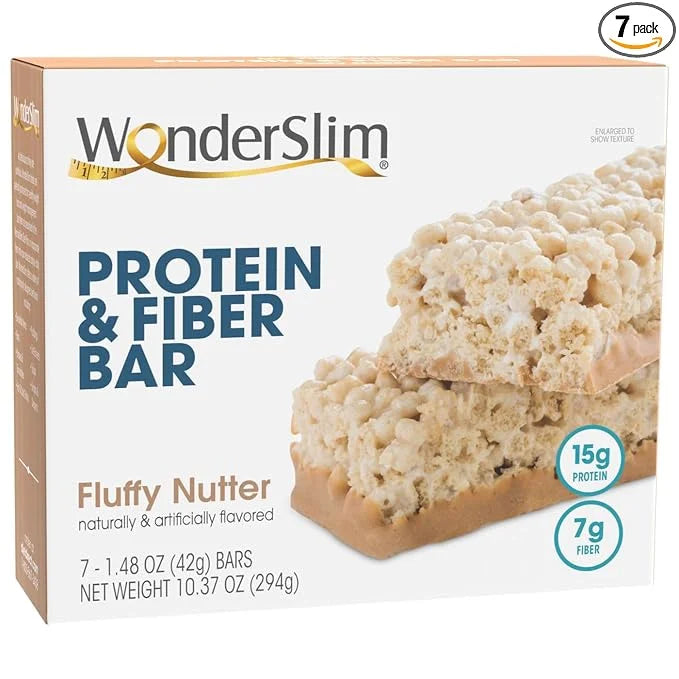 WonderSlim Protein & Fiber Bar, Fluffy Nutter, 15g Protein, 6g Fiber, Gluten Free (7ct) - Product Image