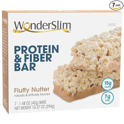 WonderSlim Protein & Fiber Bar, Fluffy Nutter, 15g Protein, 6g Fiber, Gluten Free (7ct) - Product Image