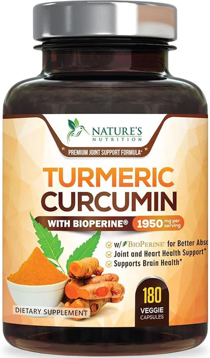 Turmeric Curcumin with BioPerine 95% Standardized 1950mg - 180 Capsules