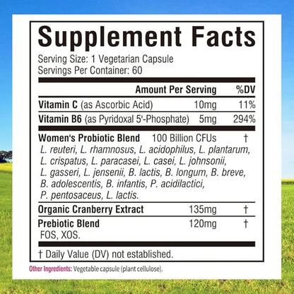 Innate Vitality Probiotics for Women, 100 18 Strains, B6 P5P, P5P, Vaginal 60 Caps
