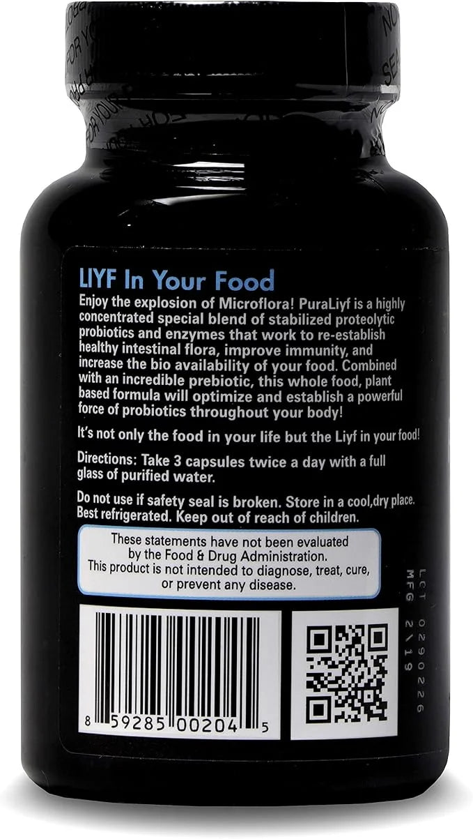 PuraDyme PuraLiyf Digestive Enzymes with Probiotics 180 Capsules