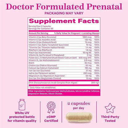 Pink Stork Total Prenatal Vitamins 3 Month 180 Capsules