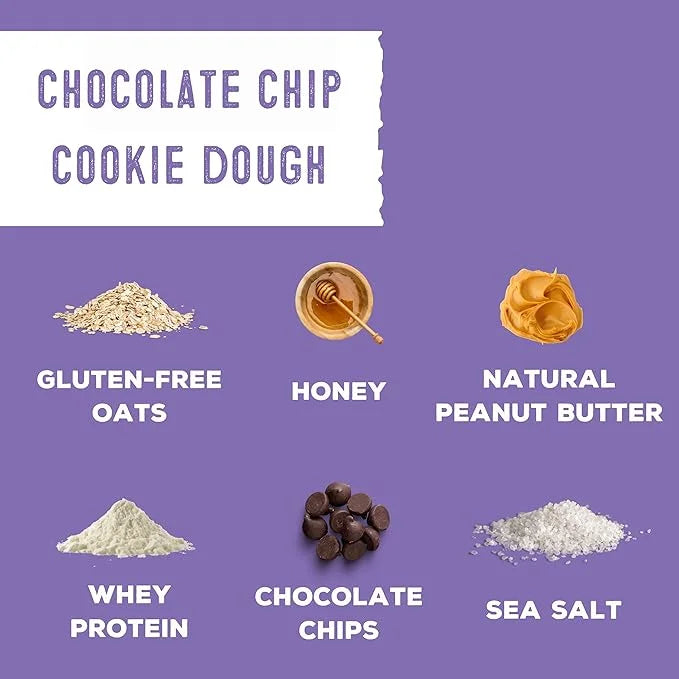 Whole Food Protein Balls with Probiotics - Chocolate Chip Cookie Dough Snacks - 8g Protein Snack - Gluten Free Energy Ball...